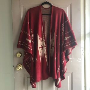 ModCloth Red Southwestern Poncho